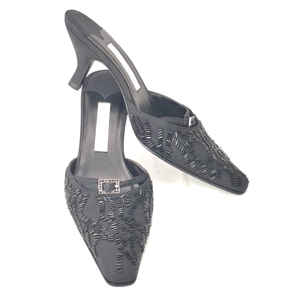 Ann Marino Beaded Satin Mules